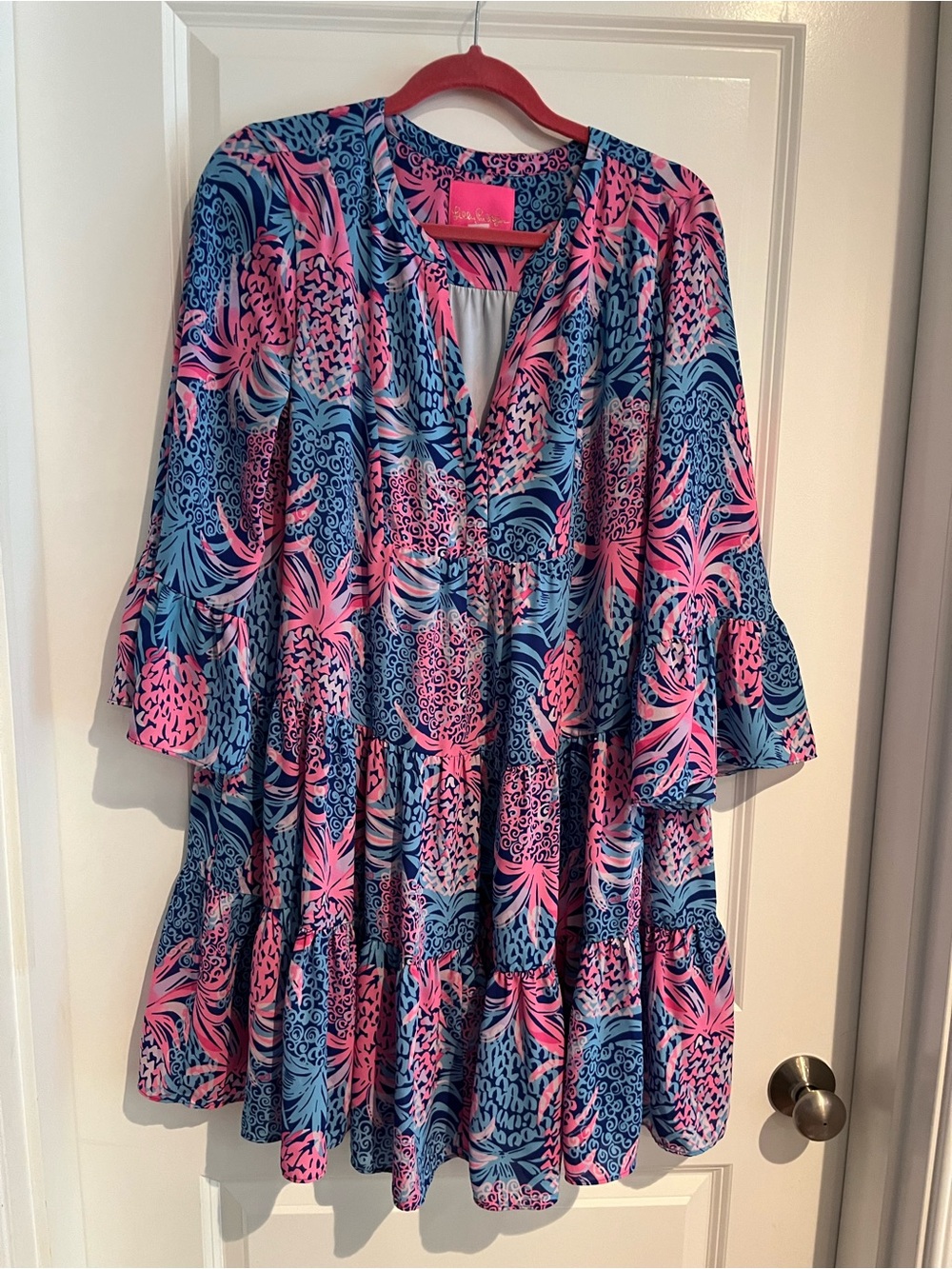Lilly Pulitzer Blue & Pink Printed Tiered Tunic Dress